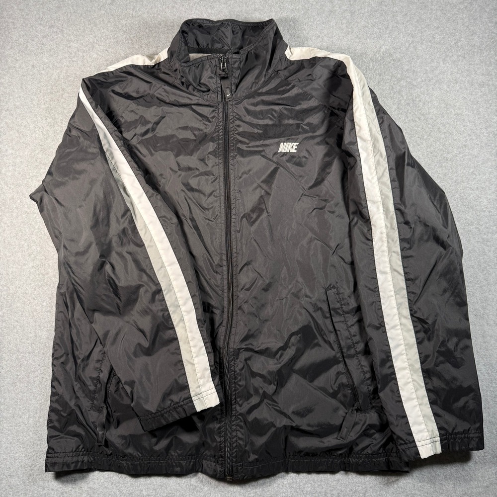 Nike Full Zip Track Jacket Men's M Black White Stripes